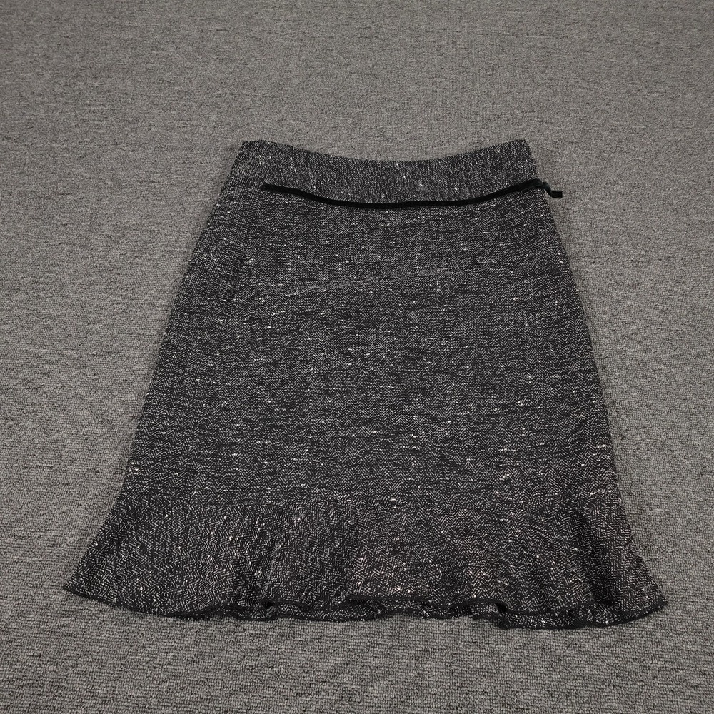 Vintage Tracy Evans Limited Skirt Juniors 7 Black Tweed Ruffle‎ Hem Trumpet 90s